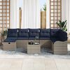 vidaXL Sofa Set with Cushion Manual 9 pcs Grey and Navy Poly Rattan