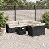 vidaXL 9 Piece Garden Sofa Set with Cushions Black Poly Rattan