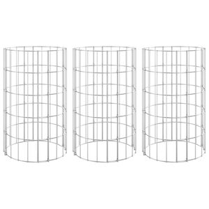 vidaXL Circular Gabion Raised Beds 3 pcs Galvanised Steel &Oslash;30x50 cm