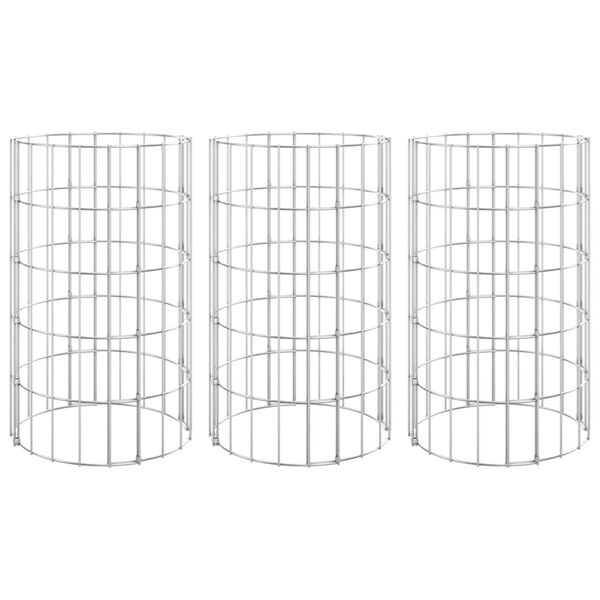 vidaXL Circular Gabion Raised Beds 3 pcs Galvanised Steel &Oslash;30x50 cm
