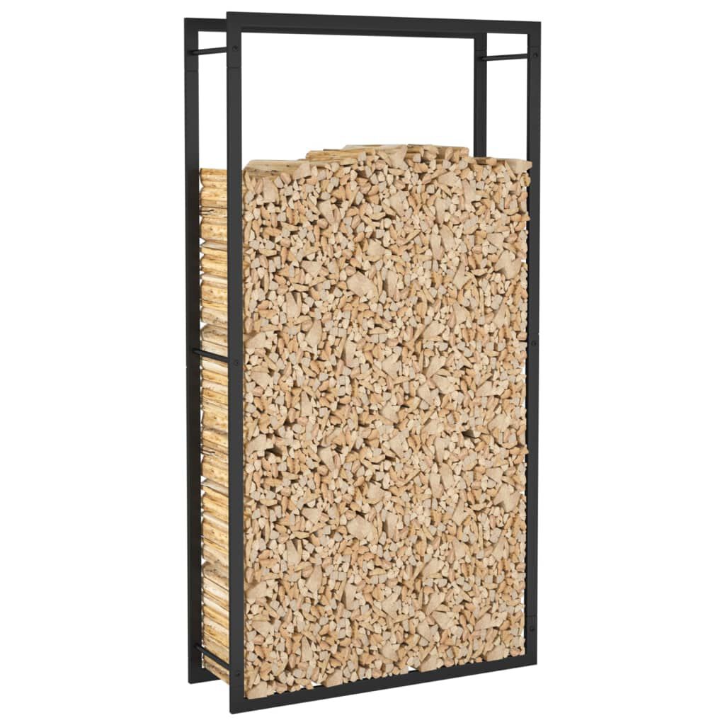 vidaXL Firewood Rack Matt Black 80x28x154 cm Steel