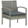 vidaXL 3 Piece Bistro Set with Cushions Poly Rattan Grey