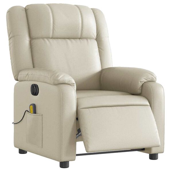 vidaXL Electric Massage Recliner Chair Cream Faux Leather