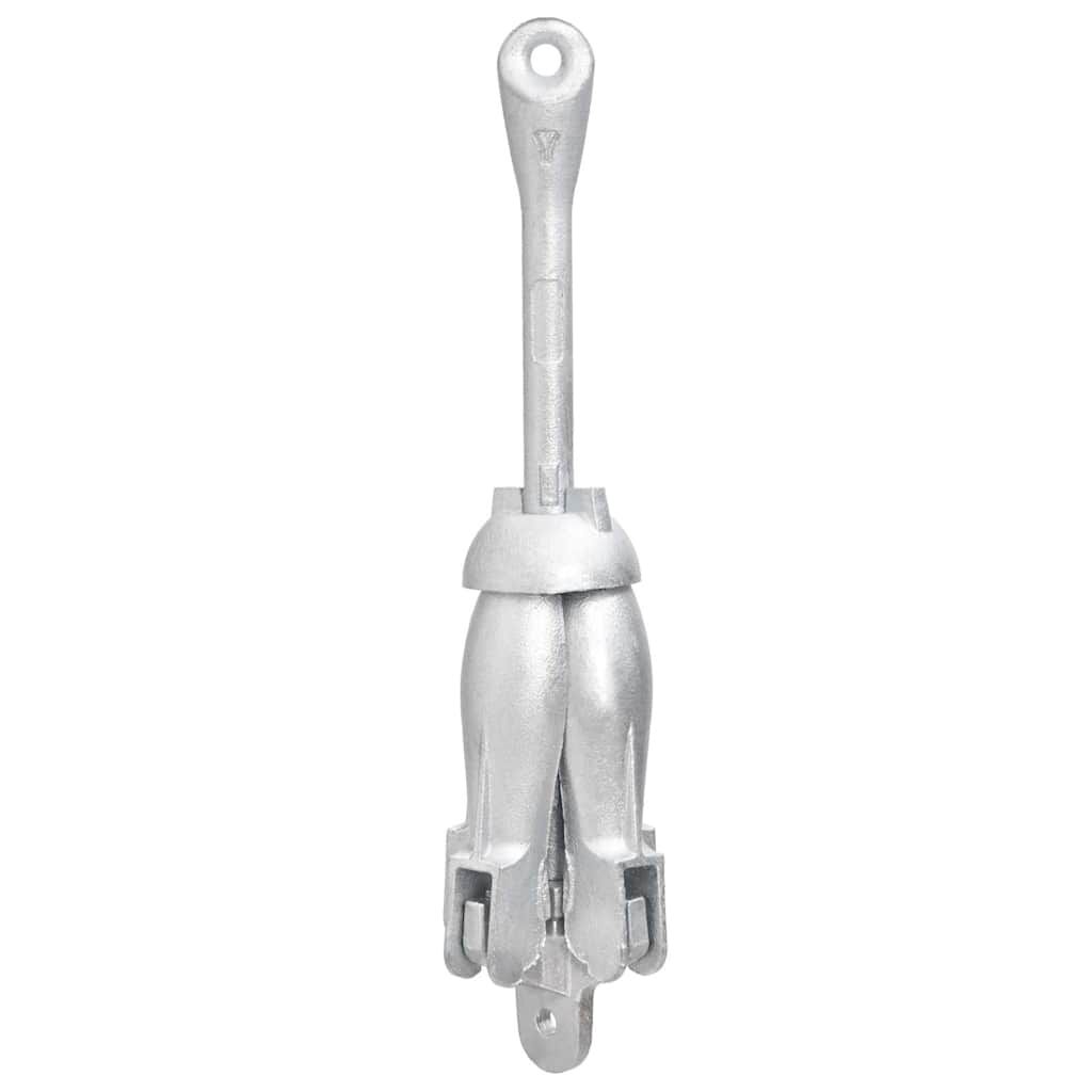 vidaXL Folding Anchor with Rope Silver 3.2 kg Malleable Iron
