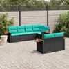 vidaXL 7 Piece Garden Sofa Set with Cushions Black Poly Rattan