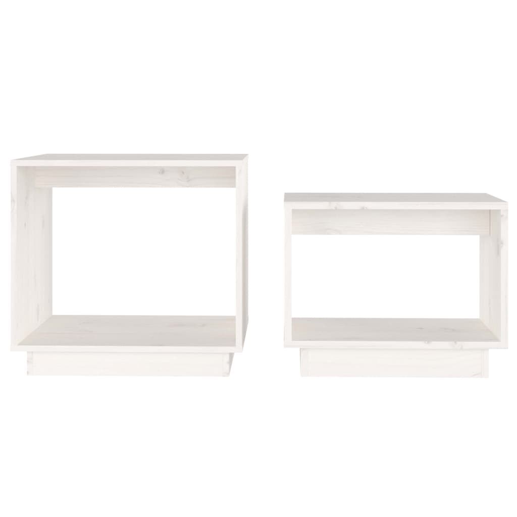 vidaXL Nesting Coffee Tables 2 pcs White Solid Wood Pine