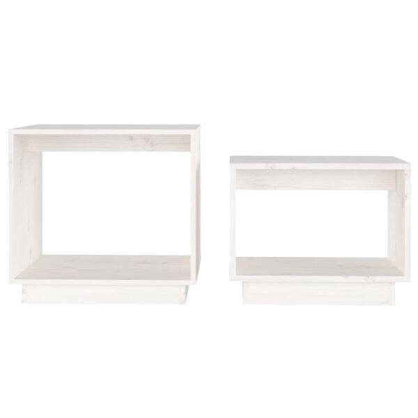 vidaXL Nesting Coffee Tables 2 pcs White Solid Wood Pine