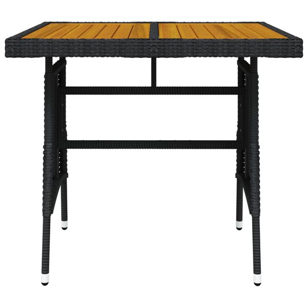 vidaXL Garden Table Black 70x70x72 cm Poly Rattan & Solid Acacia Wood