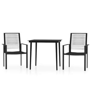 vidaXL 3 Piece Garden Dining Set Black