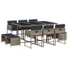 vidaXL 11 Piece Garden Dining Set with Cushions Grey Poly Rattan