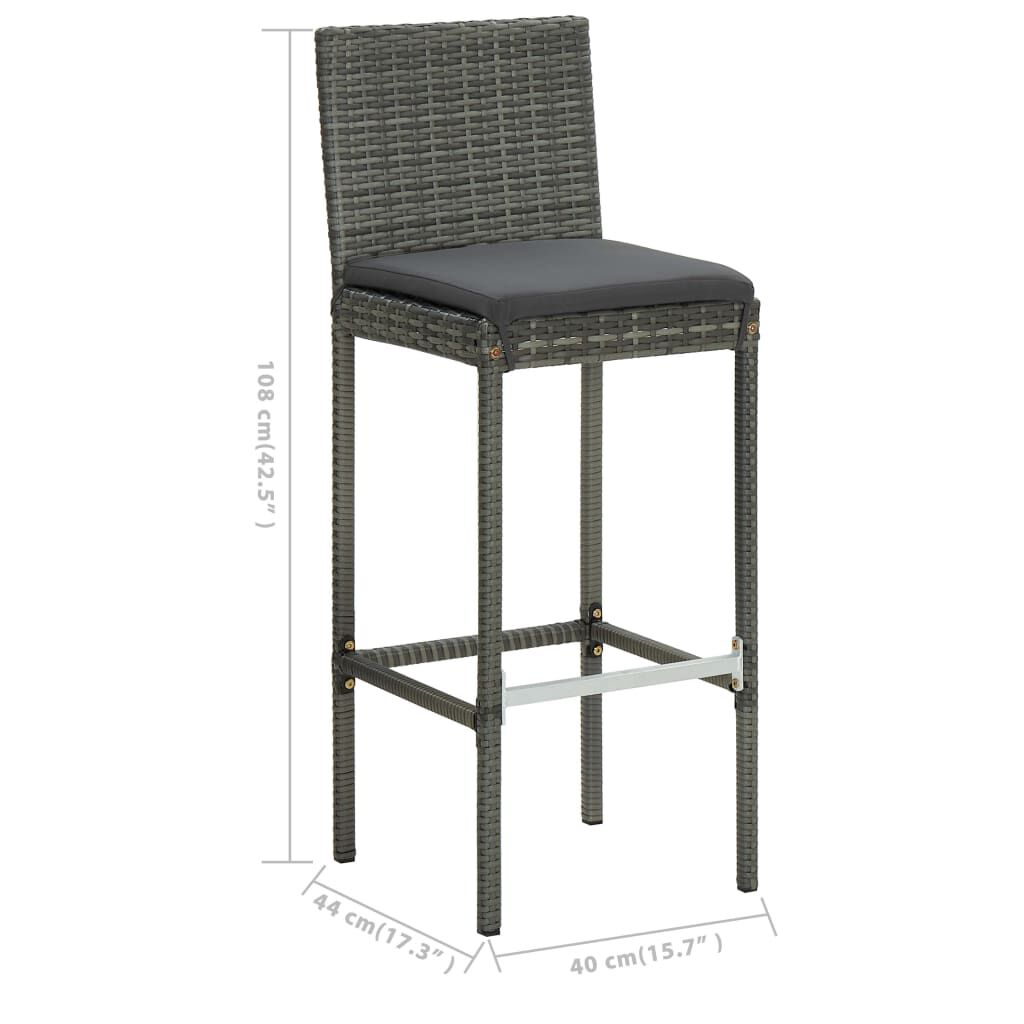 vidaXL 3 Piece Garden Bar Set with Cushions Grey
