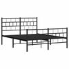 vidaXL Metal Bed Frame without Mattress with Footboard Black 135x190cm