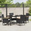 vidaXL Garden Dining Set with Cushion 5 pcs Black Poly Rattan