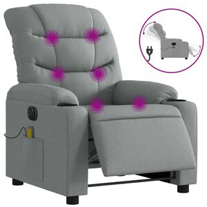 vidaXL Electric Massage Recliner Chair Light Grey Fabric