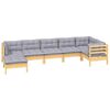 vidaXL 7 Piece Garden Lounge Set with Grey Cushions Solid Pinewood