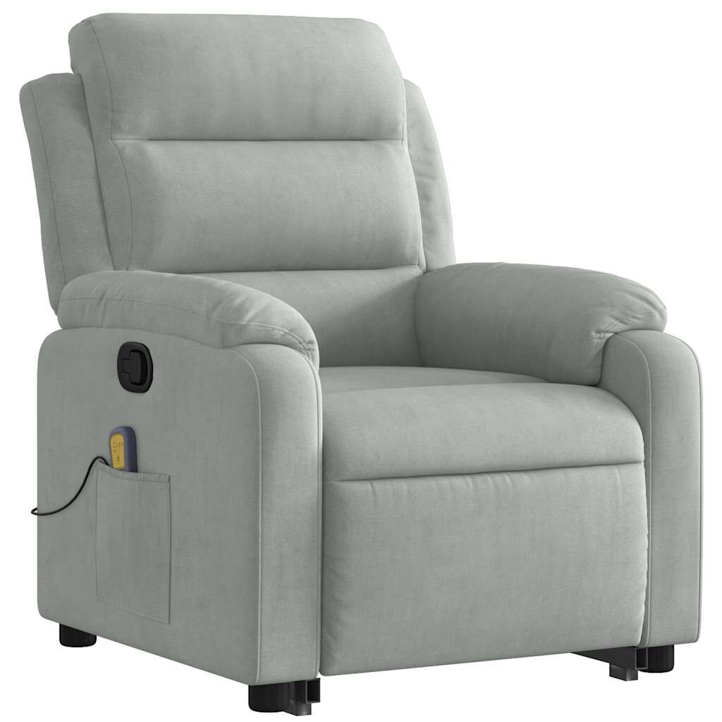 vidaXL Stand up Massage Recliner Chair Light Grey Velvet