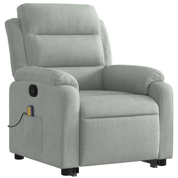 vidaXL Stand up Massage Recliner Chair Light Grey Velvet