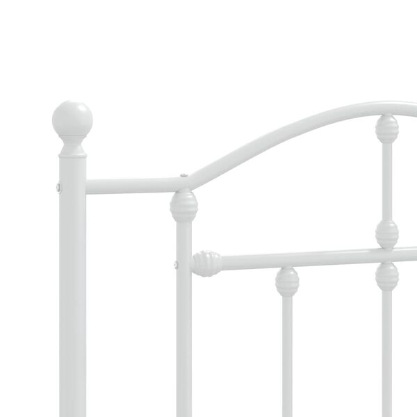vidaXL Metal Bed Frame without Mattress with Headboard White 100x200cm