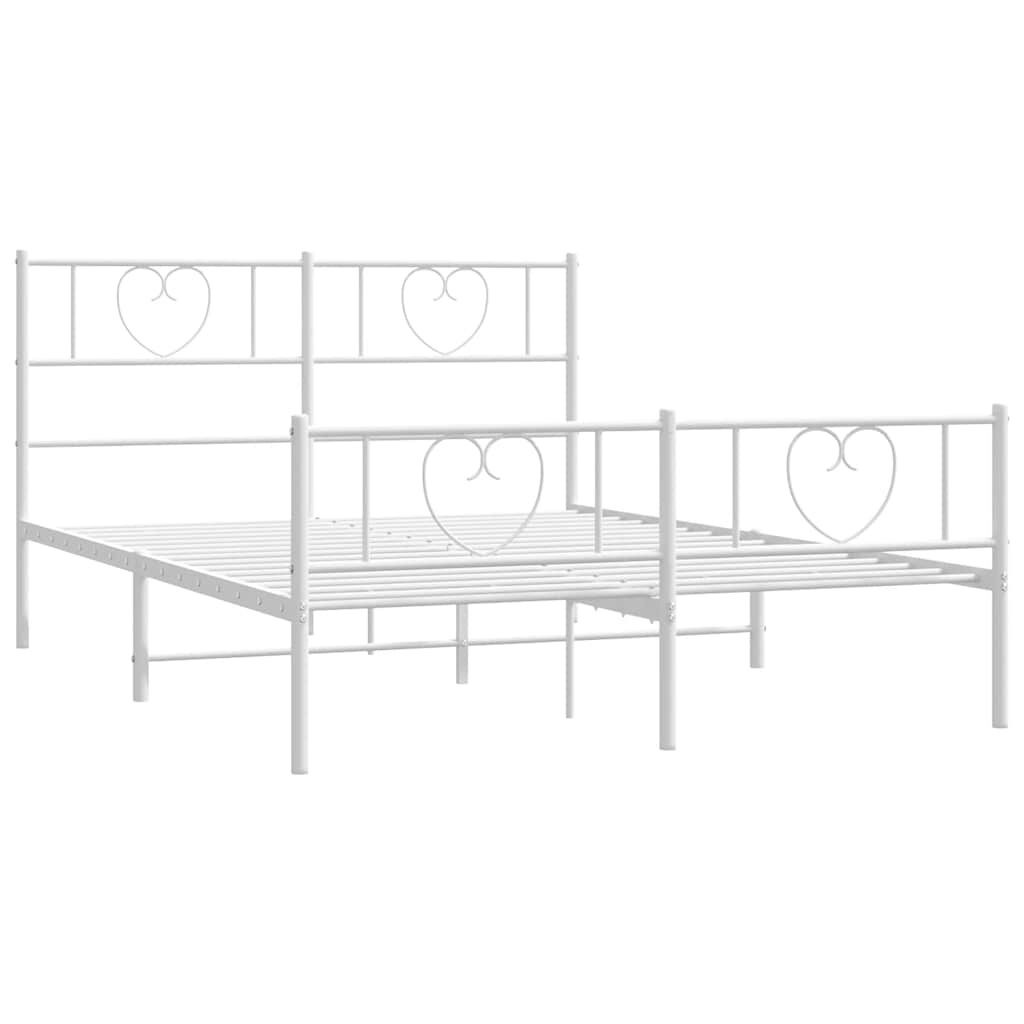 vidaXL Metal Bed Frame without Mattress with Footboard White 135x190cm