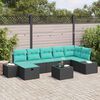 vidaXL Garden Sofa Set with Cushion 8 pcs Black Poly Rattan