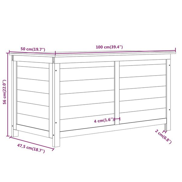 vidaXL Outdoor Cushion Box Anthracite 100x50x56 cm Solid Wood Fir