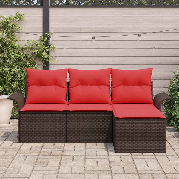 vidaXL Garden Sofa Set with Cushion 4 pcs Brown Poly Rattan