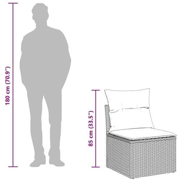 vidaXL 3 Piece Garden Sofa Set with Cushions Grey Poly Rattan