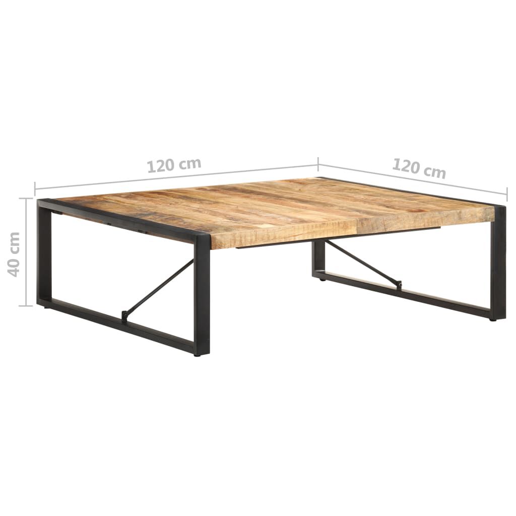 vidaXL Coffee Table 120x120x40 cm Rough Mango Wood