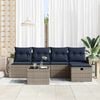 vidaXL Sofa Set with Cushion with Storage Grey and Navy Poly Rattan