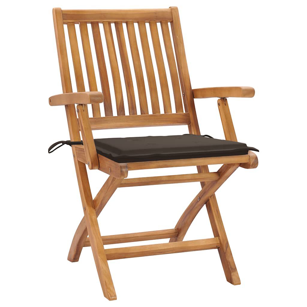 vidaXL Garden Chairs 2 pcs with Taupe Cushions Solid Teak Wood