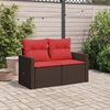vidaXL Garden Sofa with Cushions 2-Seater Brown Poly Rattan