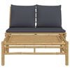 vidaXL 2 Piece Garden Lounge Set with Dark Grey Cushions Bamboo
