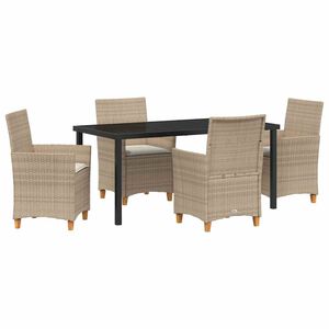 vidaXL Garden Dining Set 5 pcs Beige Poly Rattan