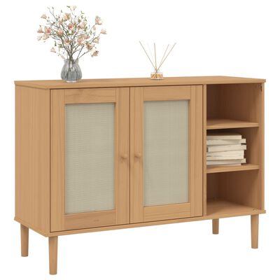 vidaXL Sideboard SENJA Rattan Look Brown 112x40x80cm Solid Wood Pine