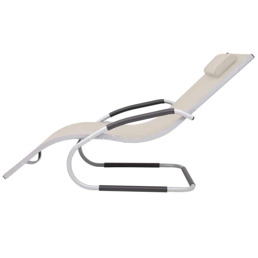 vidaXL Sun Lounger with Pillow Aluminium and Textilene Cream