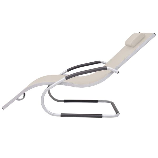 vidaXL Sun Lounger with Pillow Aluminium and Textilene Cream