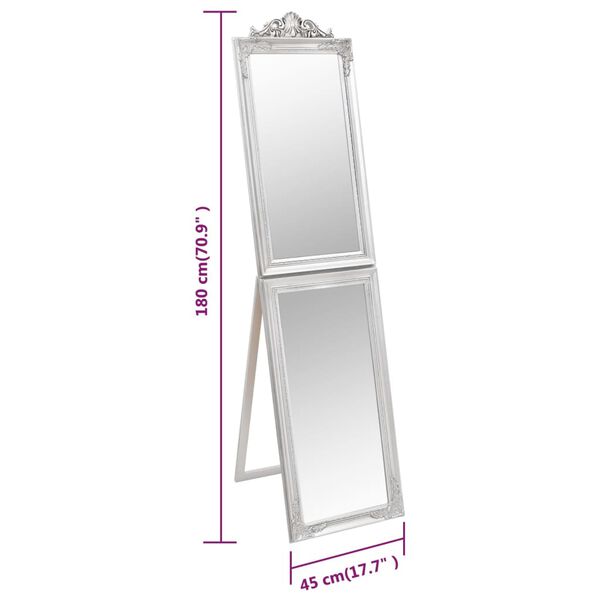 vidaXL Free-Standing Mirror Silver 45x180 cm