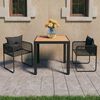 vidaXL 3 Piece Garden Dining Set PVC Rattan Black and Brown