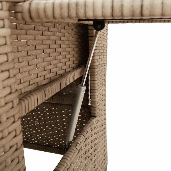 vidaXL Reclining Garden Chair with Side Table Beige Poly Rattan