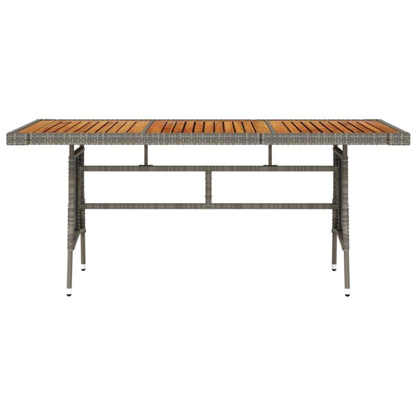 vidaXL Garden Table Grey 160x70x72 cm Poly Rattan & Solid Acacia Wood