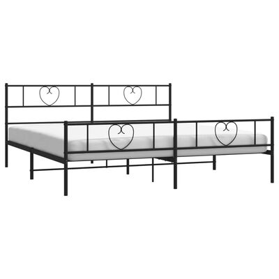 vidaXL Metal Bed Frame without Mattress with Footboard Black 193x203 cm