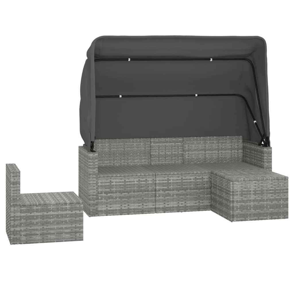 vidaXL 4 Piece Garden Sofa Set with Cushions Grey Poly Rattan