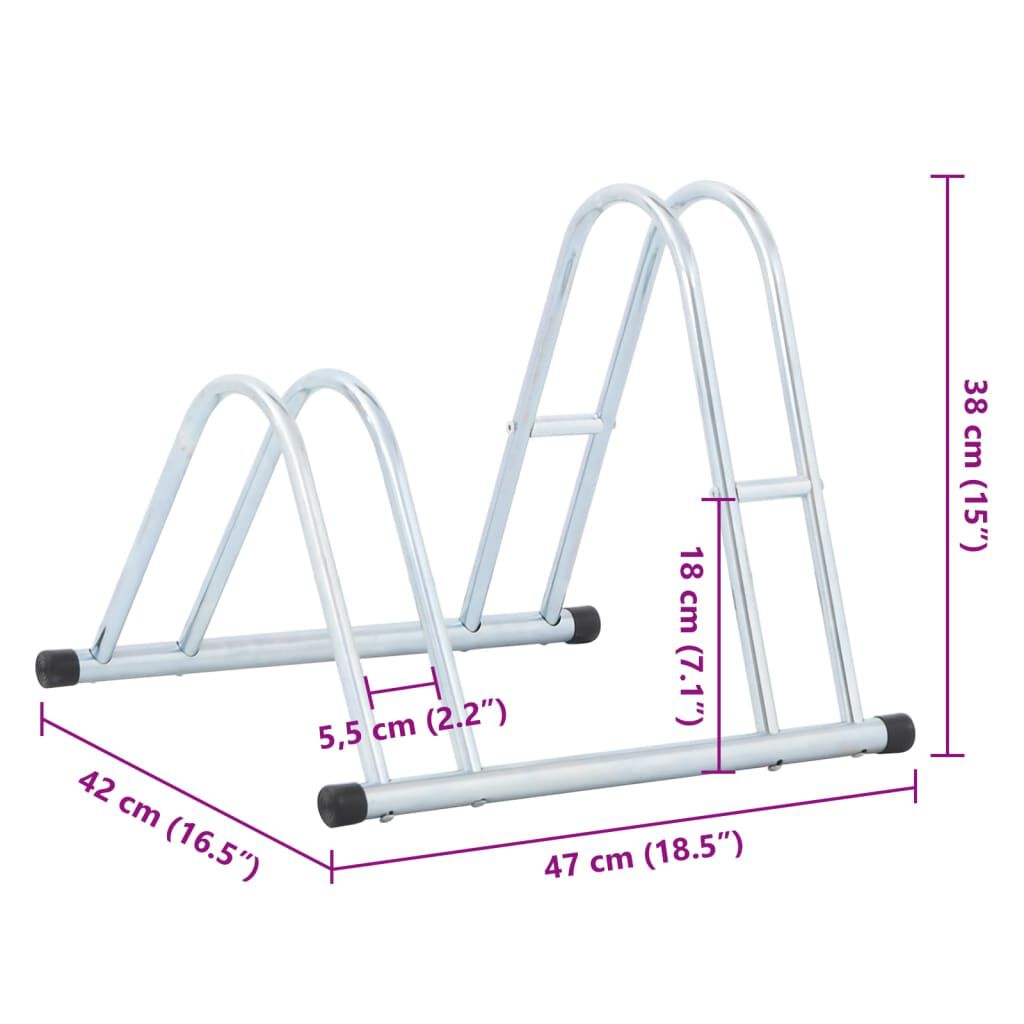 vidaXL Bicycle Stand for 2 Bikes Floor Freestanding Galvanised Steel
