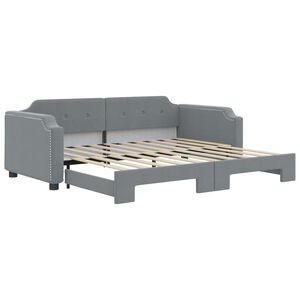 vidaXL Daybed with Trundle without Mattress Light Grey 100x190 cm