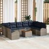 vidaXL Garden Sofa Set with Cushion 10 pcs Grey Poly Rattan
