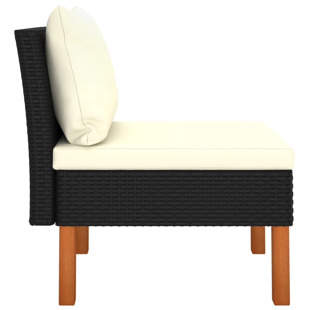 vidaXL Middle Sofas 3 pcs Poly Rattan and Solid Eucalyptus Wood