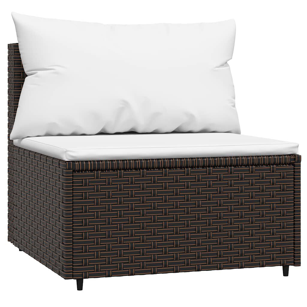 vidaXL 4 Piece Garden Lounge Set with Cushions Brown Poly Rattan
