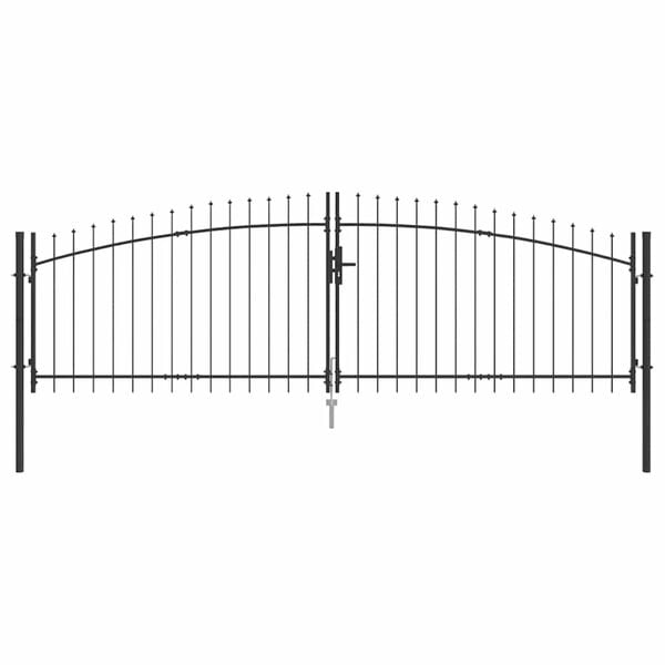 vidaXL Double Door Fence Gate with Spear Top 400x149.5 cm