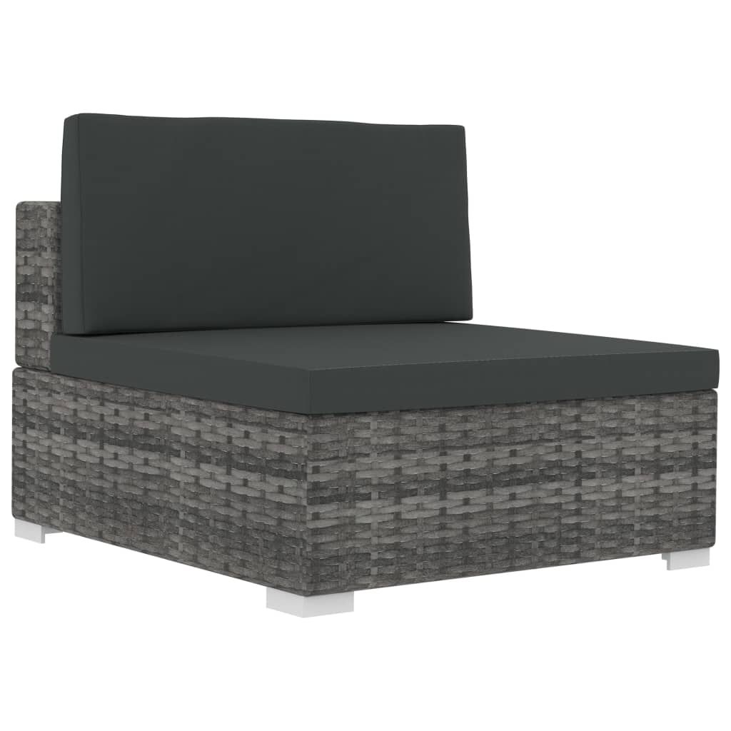 vidaXL 4 Piece Garden Sofa Set with Cushions Poly Rattan Grey