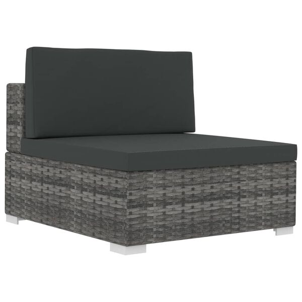vidaXL 4 Piece Garden Sofa Set with Cushions Poly Rattan Grey